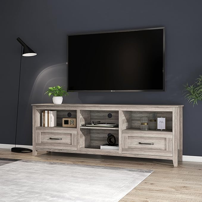NicBex TV Stand for 60 Inch TV TV Console Table with 2 Drawers and 4 High-Capacity Storage Compartment,Entertainment Center with Storage for Living Room,Bedroom,70.08 Inch,Grey - LeafyLoom