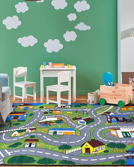 Ottomanson Jenny Children's Collection, Area Rug - 5' x 6'6", Educational Traffic - LeafyLoom