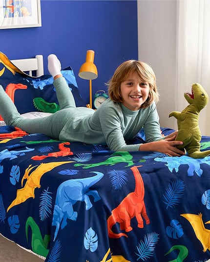 Joiedomi Kid Twin Comforter Set - 5 Piece Dinosaur Bedding Set for Boys/Girls - Super Soft Microfiber Bed in a Bag with Comforter, Sheets, Pillowcase & Sham - LeafyLoom