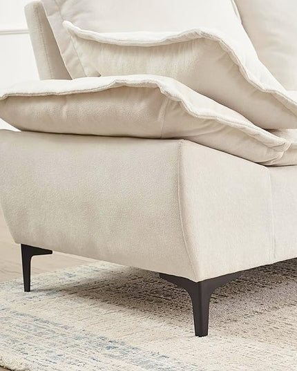 Modern Sleeper Sailboat Sofa Couch Dutch Velvet 3-Seater Cloud Sofa&Couch with Two Pillows for Apartments Office Studio Small Spaces Living Rooms, 88.5", Beige-005 - LeafyLoom