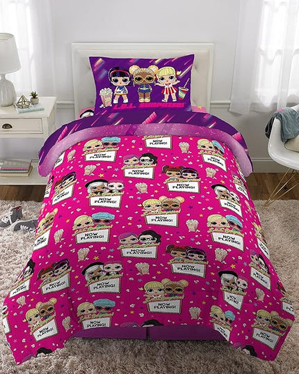 Franco Kids Bedding Super Soft Comforter and Sheet Set, 4 Piece Twin Size, LOL Surprise - LeafyLoom