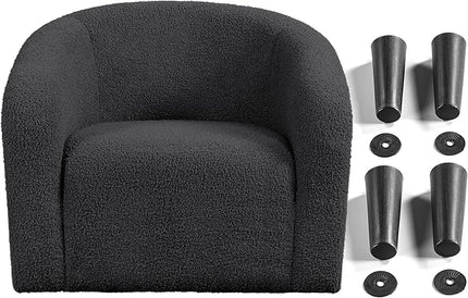 Yaheetech Accent Chairs Set of 2, Furry Living Room Chairs, Sherpa Barrel Chairs with Cozy Soft Padded, Boucle Fabric Armchais for Living Room Bedroom Reception Room Office, Dark Gray - LeafyLoom