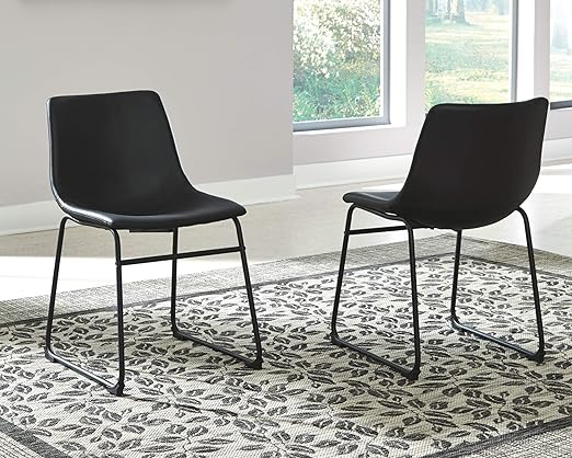 Signature Design by Ashley Centiar Mid Century Round Dining Room Table, Gray & Black and Bucket Chairs, 2 Count, Black - LeafyLoom