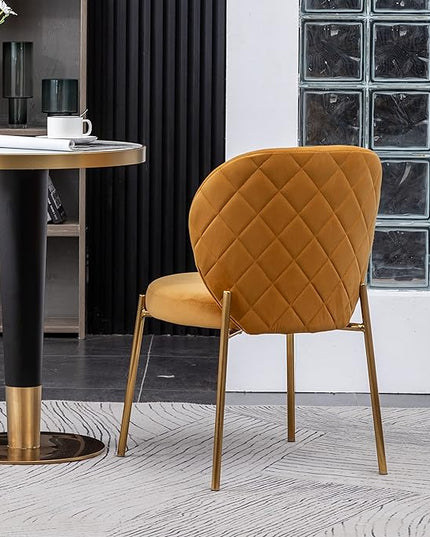 Roundhill Furniture Amoa Dining Chair, Set of 2, Yellow - LeafyLoom