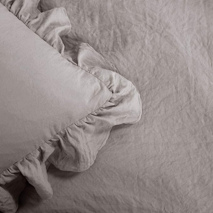 Lush Decor Reyna Ruffle Comforter Set - 3 Piece Cozy Ruffled Bedding Set - Timeless Elegance and Comfort for Bedroom - King, Gray - LeafyLoom