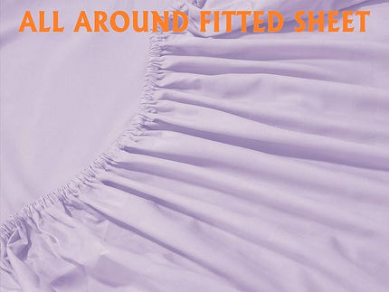 Elegant Comfort Best, Softest, Coziest 6-Piece Sheet Sets! - 1500 Premier Hotel Quality Luxurious Wrinkle Resistant 6-Piece DAMASK STRIPE Bed Sheet Set, King Lavender/Lilac - LeafyLoom
