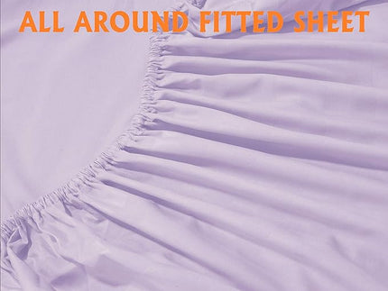 Elegant Comfort Softest and Coziest 4-Piece Sheet Set - 1500 Premium Hotel Quality Microfiber - Luxurious Wrinkle Resistant 4-Piece Damask Stripe Bed Sheet Set, Twin XL, Lavender/Lilac - LeafyLoom