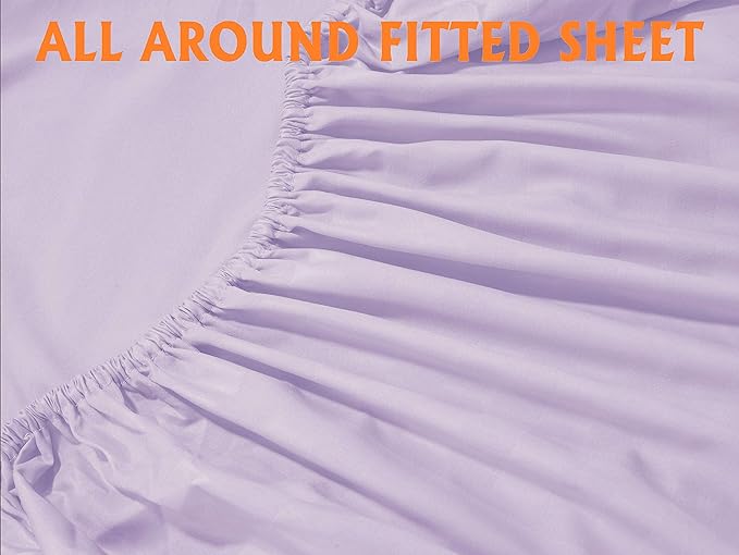 Elegant Comfort Softest and Coziest 4-Piece Sheet Set - 1500 Premium Hotel Quality Microfiber - Luxurious Wrinkle Resistant 4-Piece Damask Stripe Bed Sheet Set, Twin XL, Lavender/Lilac - LeafyLoom