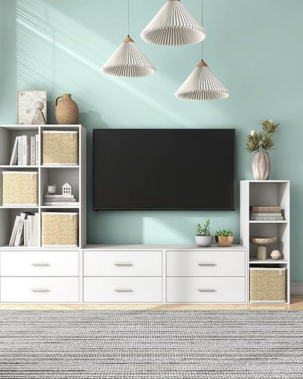 Apexa 6 Cube Storage Organizer Shelves, Stackable Wood Bookcase Fits Cubby Bins for Organization, Dorm Teen Room Decor & Home Office, White - LeafyLoom