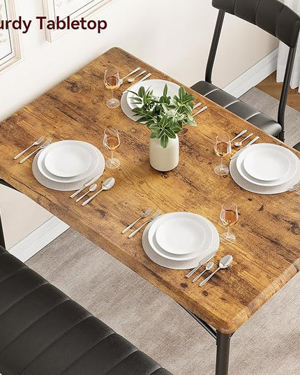 GAOMON Dining Table Set for 4, Kitchen Table with Upholstered Chairs and Bench, 4-Person Dining Room Table Set, Rectangular Kitchen Table Set for Small Space, Apartment, Home, Studio, Rustic Brown - LeafyLoom