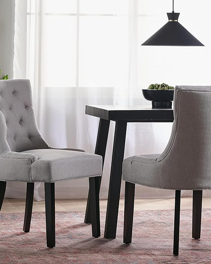 Hayden Fabric Dining Chairs, 2-Pcs Set,Polyester, Light Grey - LeafyLoom