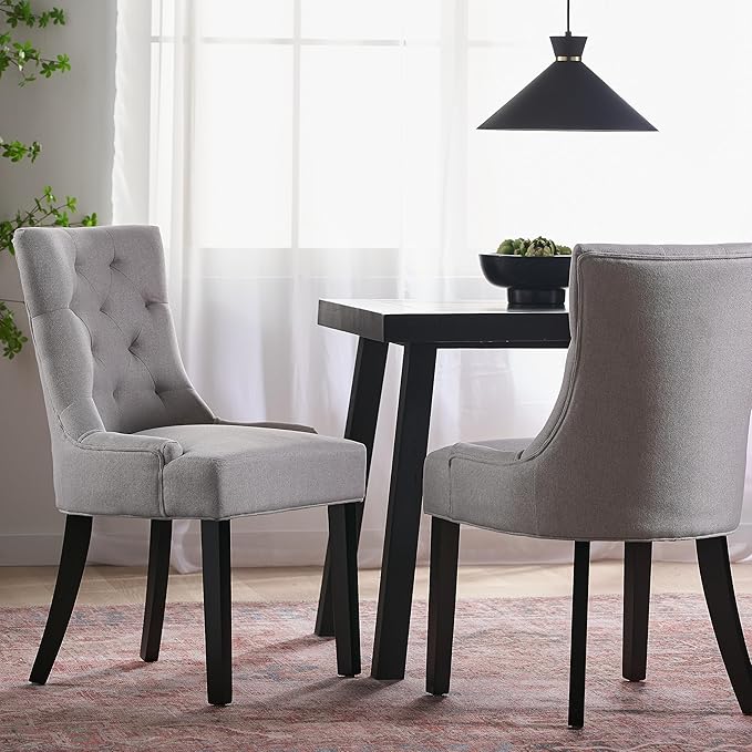 Hayden Fabric Dining Chairs, 2-Pcs Set,Polyester, Light Grey - LeafyLoom