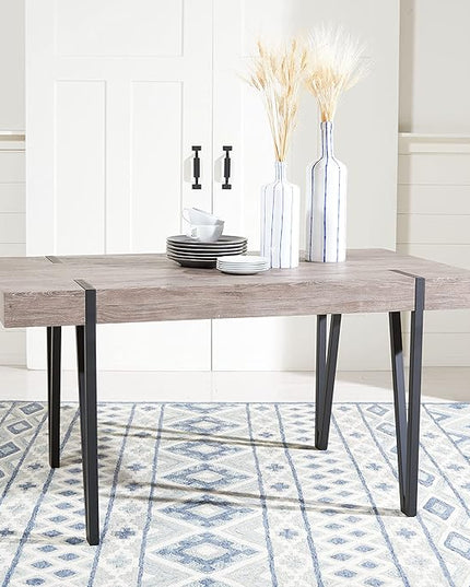 SAFAVIEH Home Collection Alyssa Mid-Century Rustic Industrial Grey Oak/Black Dining Room Table DTB7000C, 0 - LeafyLoom
