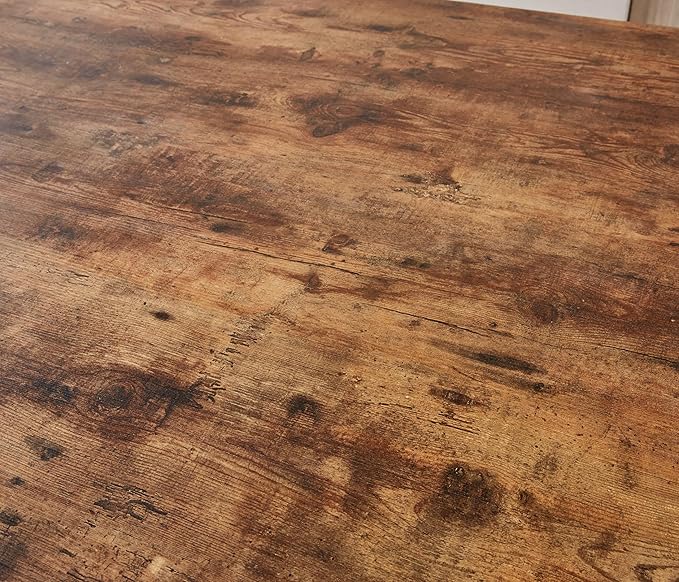 NicBex Dining Table Contemporary Kitchen Table Farmhouse Rustic Rectangle MDF Dining Table, Printed Walnut Table Top and Black Metal Base Rectangular Dining Table, Easy Assembly, Walnut - LeafyLoom