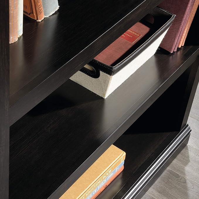 Sauder Miscellaneous Storage 3-Shelf Bookcase/ book shelf, Estate Black finish - LeafyLoom