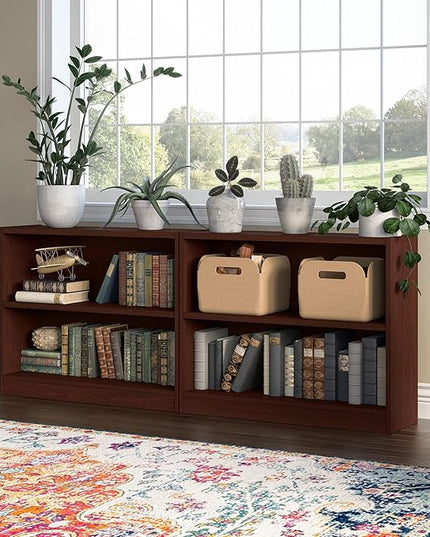 Bush Furniture Universal Small 2 Shelf Bookcase in Vogue Cherry, Low Bookshelf for Home Office or Living Room - LeafyLoom