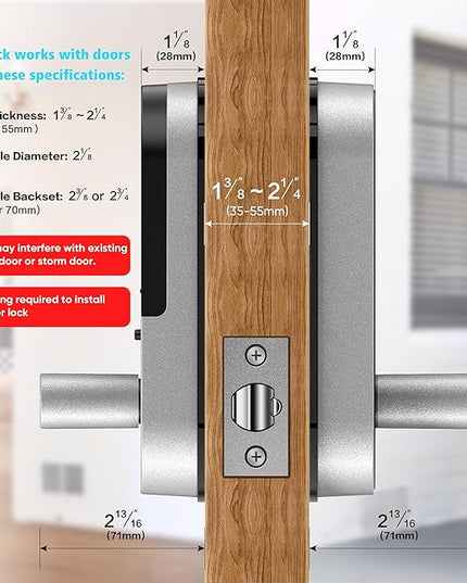 Keyless-Entry Fingerprint Smart Door Lock: Sifely Digital Electronic Lock with Code Passcode, Electric Door Knob, Biometric Door Handle Lock, Perfect for Exterior/Interior/Entry/Bedroom Doors (Silver) SifelySmartLocks