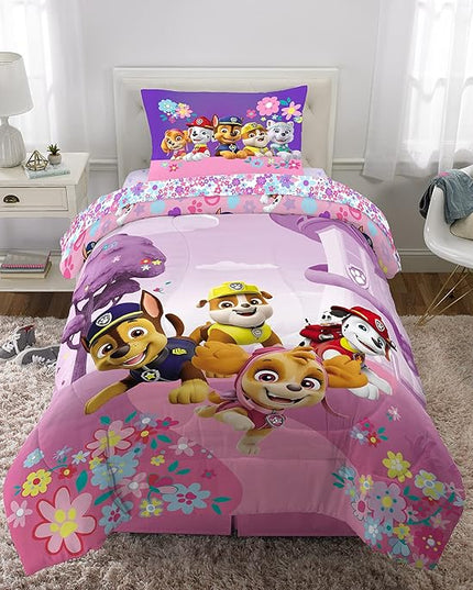 Paw Patrol Girls Kids Bedding Super Soft Comforter and Sheet Set, (4 Piece) Twin Size, (Official) Nickelodeon Product By Franco - LeafyLoom