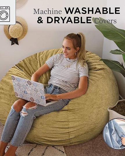 CordaRoy's Chenille Bean Bag Chair, Convertible Chair Folds from Bean Bag to Lounger, As Seen on Shark Tank, Tan - Full Size - LeafyLoom