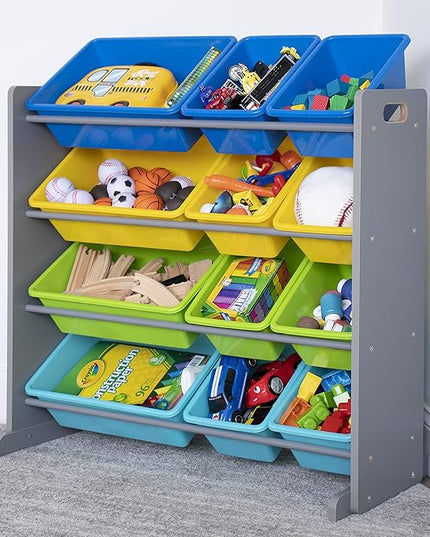 Humble Crew Toy Storage Organizer, Grey/Blue/Green/Yellow 34x11x31 inches,12x9x6 inches,16xx12x6 inches - LeafyLoom