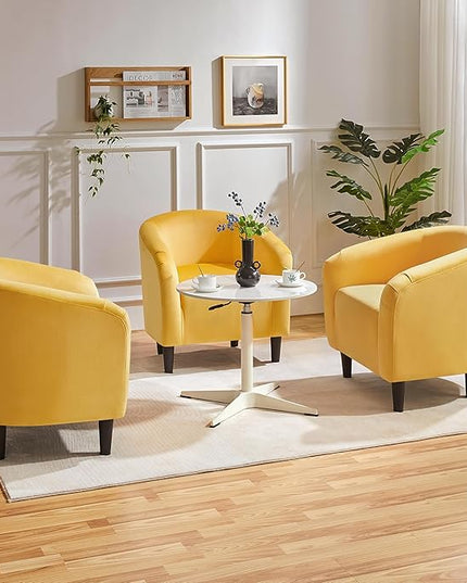 Yaheetech Yellow Chair, Accent Chair for Bedroom, Armchair for Living Room, Velvet Fabric Club Chair with Soft Padded Seat and Sturdy Legs for Bedroom Waiting Room, Yellow - LeafyLoom