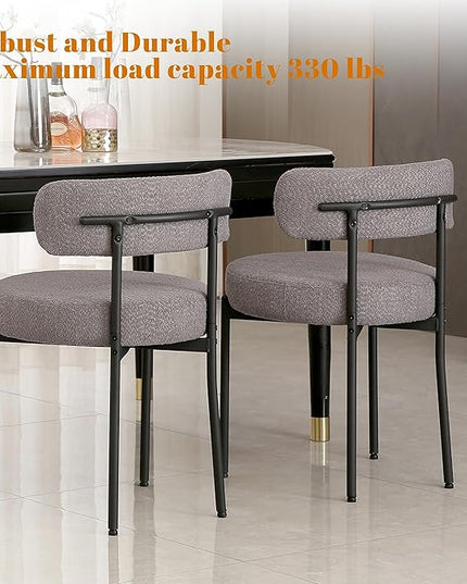 DYHOME Dining Chair One Chair for Kitchen Dining Room Dining Table,Upholstered Boucle Dining Chair with Black Metal Legs,Accent Dining Side Chair,Dark Grey - LeafyLoom