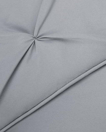 Amazon Basics All-Season Down-Alternative Comforter 3-Piece Bedding Set, Pinch Pleat, Pinched Pleat With Piped Edges, King, Dark Grey - LeafyLoom