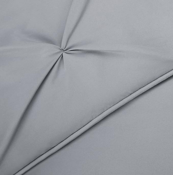 Amazon Basics All-Season Down-Alternative Comforter 3-Piece Bedding Set, Pinch Pleat, Pinched Pleat With Piped Edges, King, Dark Grey - LeafyLoom