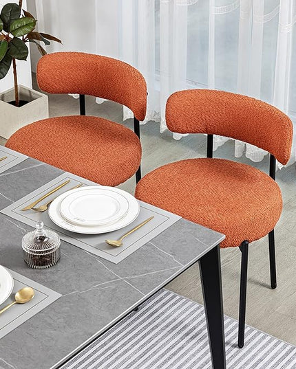 DYHOME Mid-Century Modern Dining Chairs Set of 4, Kitchen Dining Room Chairs, Comfortable Upholstered Chairs for Dining Room Kitchen Living Room with Matte Black Metal Frame, Orange - LeafyLoom