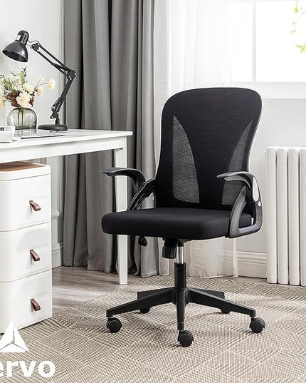Tervo Model S | Folding Office Chair for Small Spaces | Gaming Chair for Adults & Kids | Ergonomic Mesh Computer Chair for Bedroom | Desk Chair for Home Work | (Triple Black) - LeafyLoom