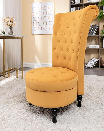 Mustard Yellow Velvet Accent Chair with Storage and Luxurious Upholstery, Retro Design and Versatile Usage for Livingroom, Bedroom, Lounge and Office - LeafyLoom