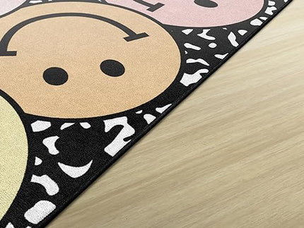Flagship Carpets Schoolgirl Style Pastel Rainbow Smileys on Notebook Educational Area Rug for Kids Room Seating Décor, Children's Classroom, Play Carpet for Teaching and Playroom, 7'6" x 12', Multi - LeafyLoom