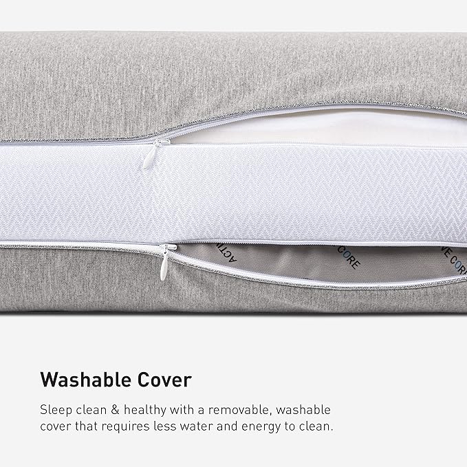 Bedgear Flow Cuddle Curve Pillow - Size 1.0 - Breathable Side Sleeper Pillow - Soft Bed Pillow - Hypoallergenic and Removable Cover - 20" W x 26" L x 5.25" H - LeafyLoom