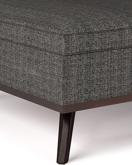 SIMPLIHOME Owen 36 Inch Wide Mid Century Modern Square Coffee Table Lift Top Storage Ottoman in Upholstered Ebony Fabric, For the Living Room - LeafyLoom