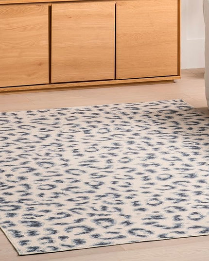 nuLOOM Mason Machine Washable Contemporary Leopard Print Ultra Thin Area Rug, 5' x 8', Grey - LeafyLoom
