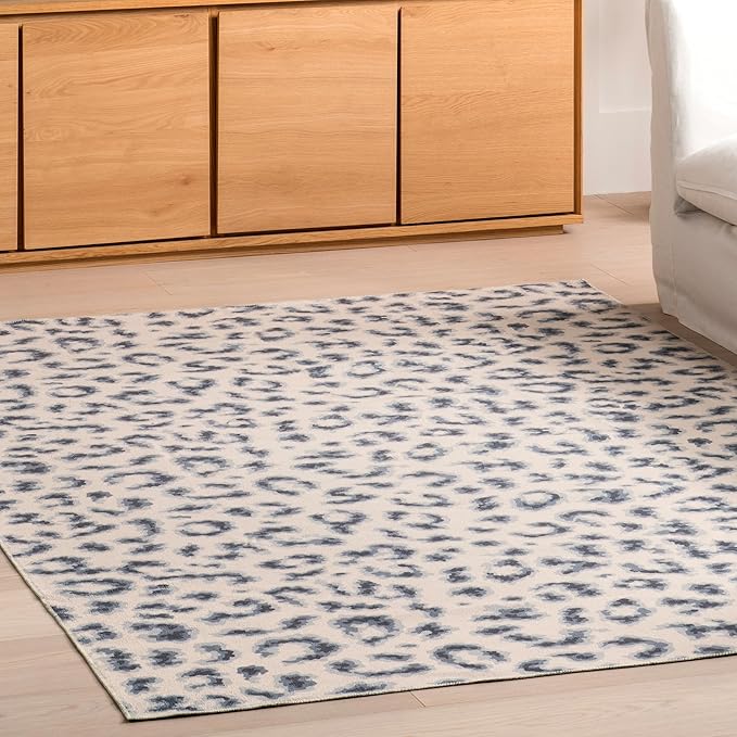 nuLOOM Mason Machine Washable Contemporary Leopard Print Ultra Thin Area Rug, 5' x 8', Grey - LeafyLoom