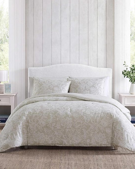 Nautica - Comforter Set, Soft Reversible Bedding with Matching Sham, Casual Home Decor (Tortola Beige, King) - LeafyLoom