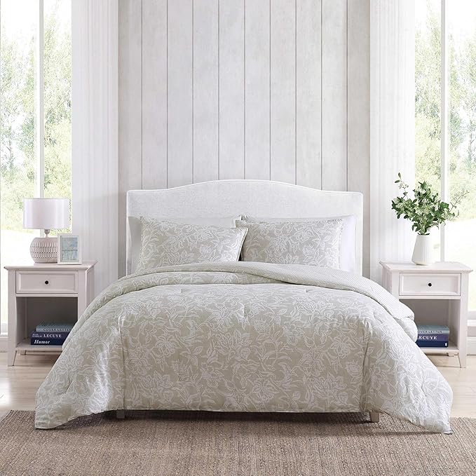 Nautica - Comforter Set, Soft Reversible Bedding with Matching Sham, Casual Home Decor (Tortola Beige, Twin) - LeafyLoom