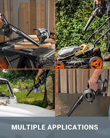 WORX 20V Cordless Jobsite Blower WX094L Compact Leaf Blower for Jobsite Garage Yards，2.0Ah Battery & Charger Included - LeafyLoom