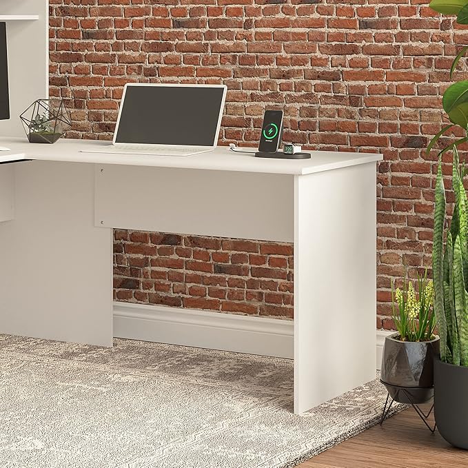 Bush Furniture Cabot 42W Shell Desk Return, 48W x 24D, White - LeafyLoom