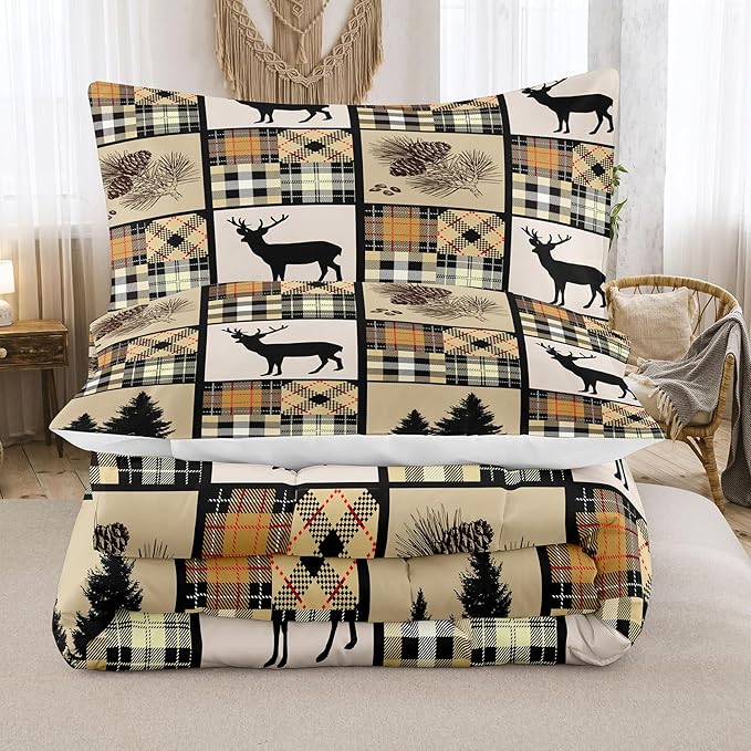 NINENINE Camo Deer Comforter Sets American Flag Bedding Set,Queen Comforter Sets for Boys,Hunting Bedding Set for Kids,Teen Camouflage Bedding Sets with 1 Comforter 2Pillowcases - LeafyLoom