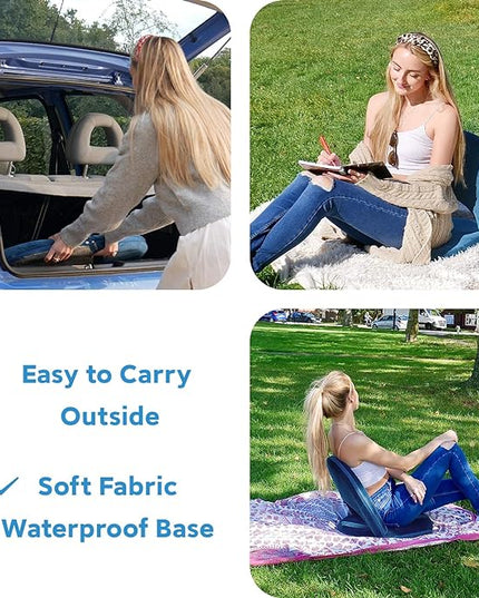 Nnewvante Floor Chair Adjustable Back Support Chair Foldable Meditation Seating Suede-Like Fabric Multiangle Cushioned Recliner for Adults Kids Video-Gaming Reading Watching, Navy - LeafyLoom