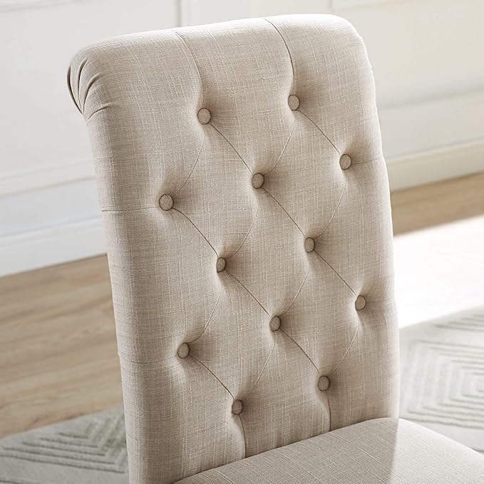 Roundhill Furniture Leviton Solid Wood Tufted Parsons Dining Chairs, Set of 2, Purple - LeafyLoom