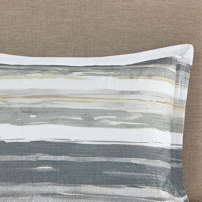 Madison Park Marina Comforter Quilt Combo Set - Modern Luxury Design, All Season Down Alternative Bedding, Matching Shams, Decorative Pillows, King/Cal King(104"x92"), Yellow 8 Piece - LeafyLoom