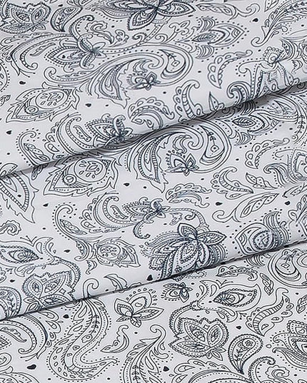 Elegant Comfort Softest and Coziest 4-Piece Sheet Set - 1500 Premium Hotel Quality Microfiber - Deep Pocket, Wrinkle Resistant 4-Piece Paisley Pattern Bed Sheet Set, Twin, Paisley Navy - LeafyLoom