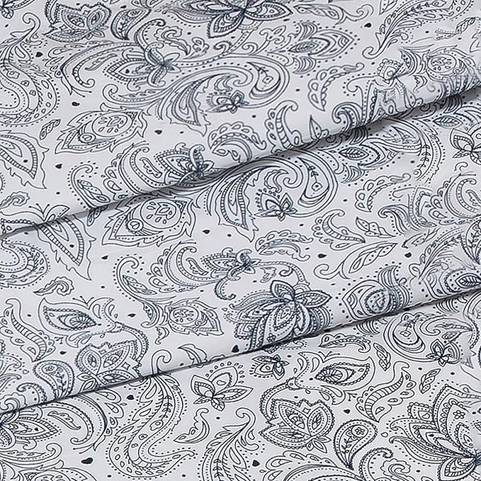 Elegant Comfort Softest and Coziest 4-Piece Sheet Set - 1500 Premium Hotel Quality Microfiber - Deep Pocket, Wrinkle Resistant 4-Piece Paisley Pattern Bed Sheet Set, Twin, Paisley Navy - LeafyLoom