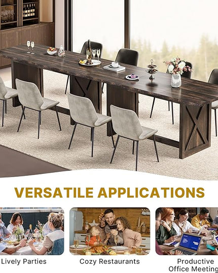 YITAHOME 70.8" Large Farmhouse Dining Table for 6 to 8 People, Rustic Style Wood Dinner Table, Rectangular Dining Table for Kitchen, Dining Room & Living Room - LeafyLoom