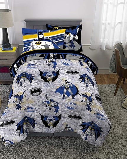 Franco Kids Bedding Super Soft Comforter and Sheet Set with Sham, 5 Piece Twin Size, Batman - LeafyLoom