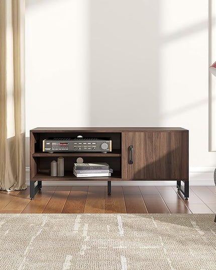 Novilla Media Console, TV Stand for TV's up to 50" Flat Screen Living Room Storage Cabinet Doors and Shelves Entertainment Center, 43 Inches, Walnut - LeafyLoom