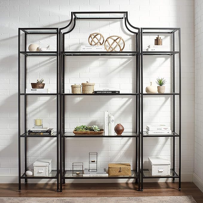 Crosley Furniture Aimee 3-Piece Etagere Bookcase Set, Oil-Rubbed Bronze - LeafyLoom